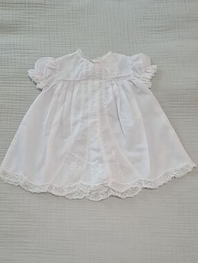 Cherubs - Vintage Classic White Baby Girls' Lace Trim Dress